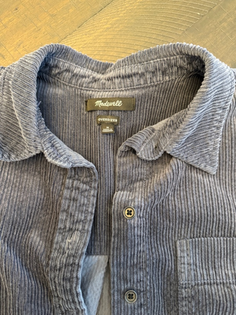 Madewell Cropped Corduroy Shirt Jacket - Blue - Picture 2 of 3